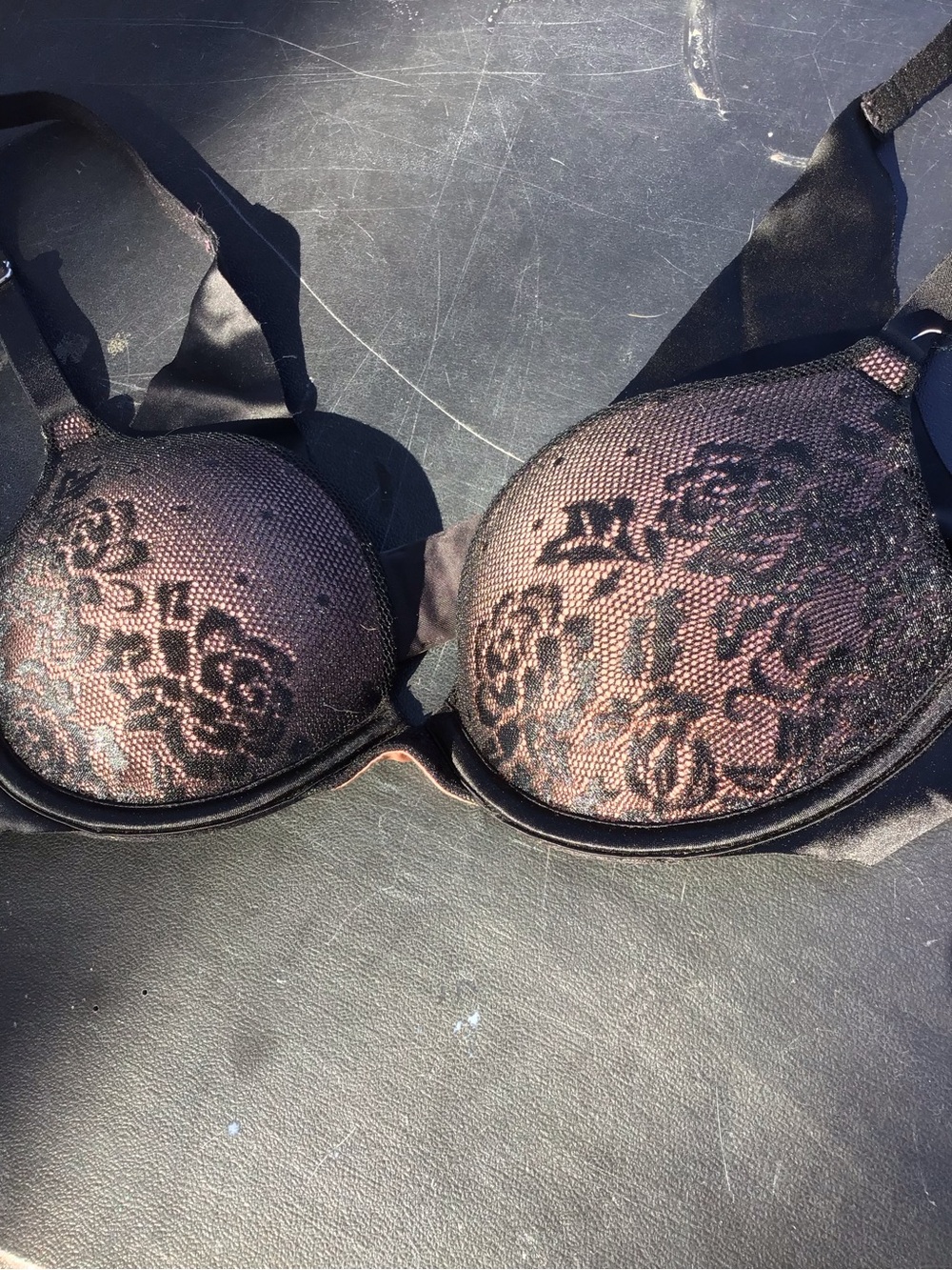 Secret Treasures Black Lace Overlay Push-Up Bra